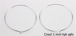 Creol sølv 22 mm m. hul lukning. 1 mm tråd