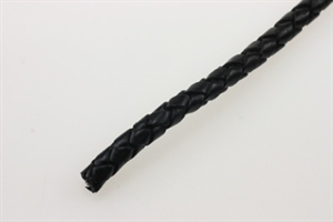 Lædersnøre sort flettet 4 mm